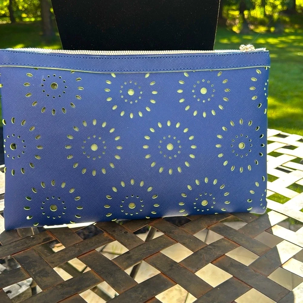 Carlos by Carlos Santana Blue Laser-Cut Women's Clutch